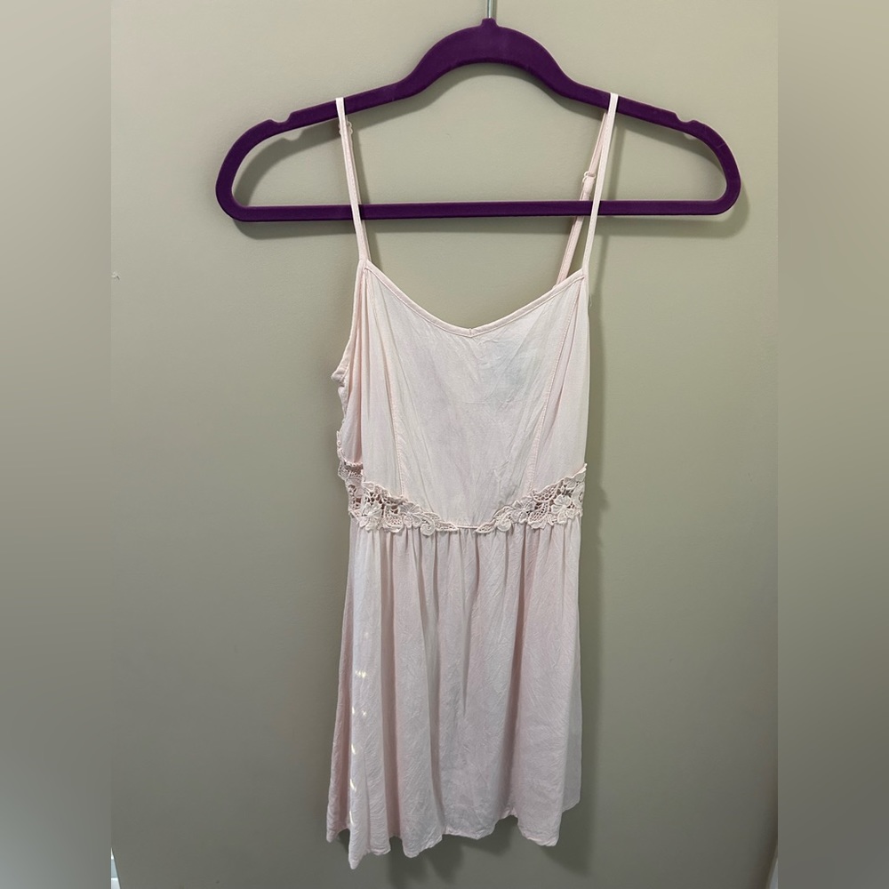 Light Pink Sun Dress with Floral Lace